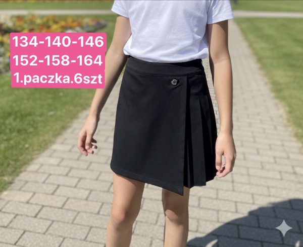 Spódnice dziewczęce Roz 134-164, 1 kolor Paczka 6 szt 1